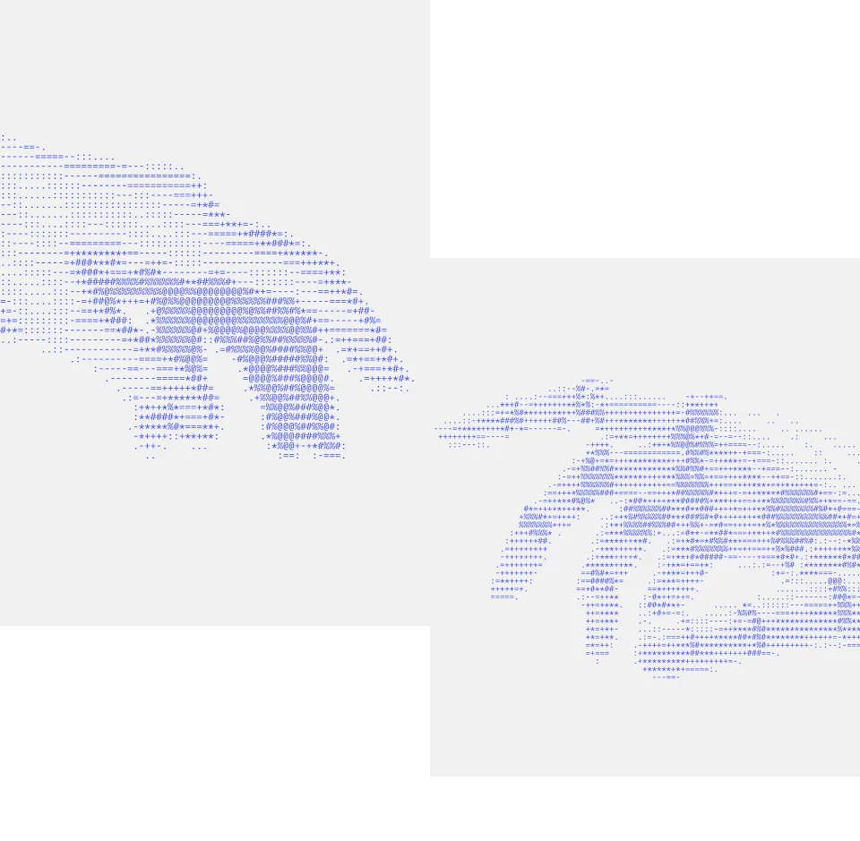 Two hands reaching towards one another, formed from blue characters